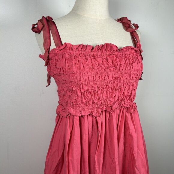 Ulla Johnson Akshara Midi Dress in Honeysuckle Pink Poplin Cotton Size 6 - Picture 6 of 12